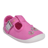 Girls Roamer Sun Hot Pink Canvas T-bar Shoe In Kids F Fit