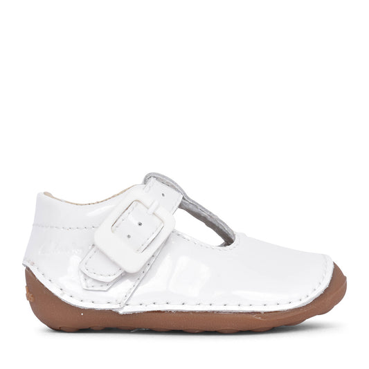 Girls Tiny Beat T White Patent T-bar Shoe In Kids F Fit