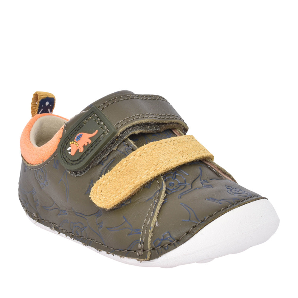 Boys Tiny Rex T Khaki Interest Velcro Shoe In Kids G Fit