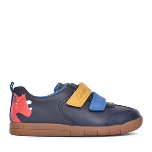 Boys Den Play K Navy Leather Shoe In Kids G Fit