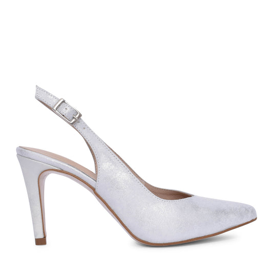Ladies Rp0003 Medium  Heel Slingback In Silver