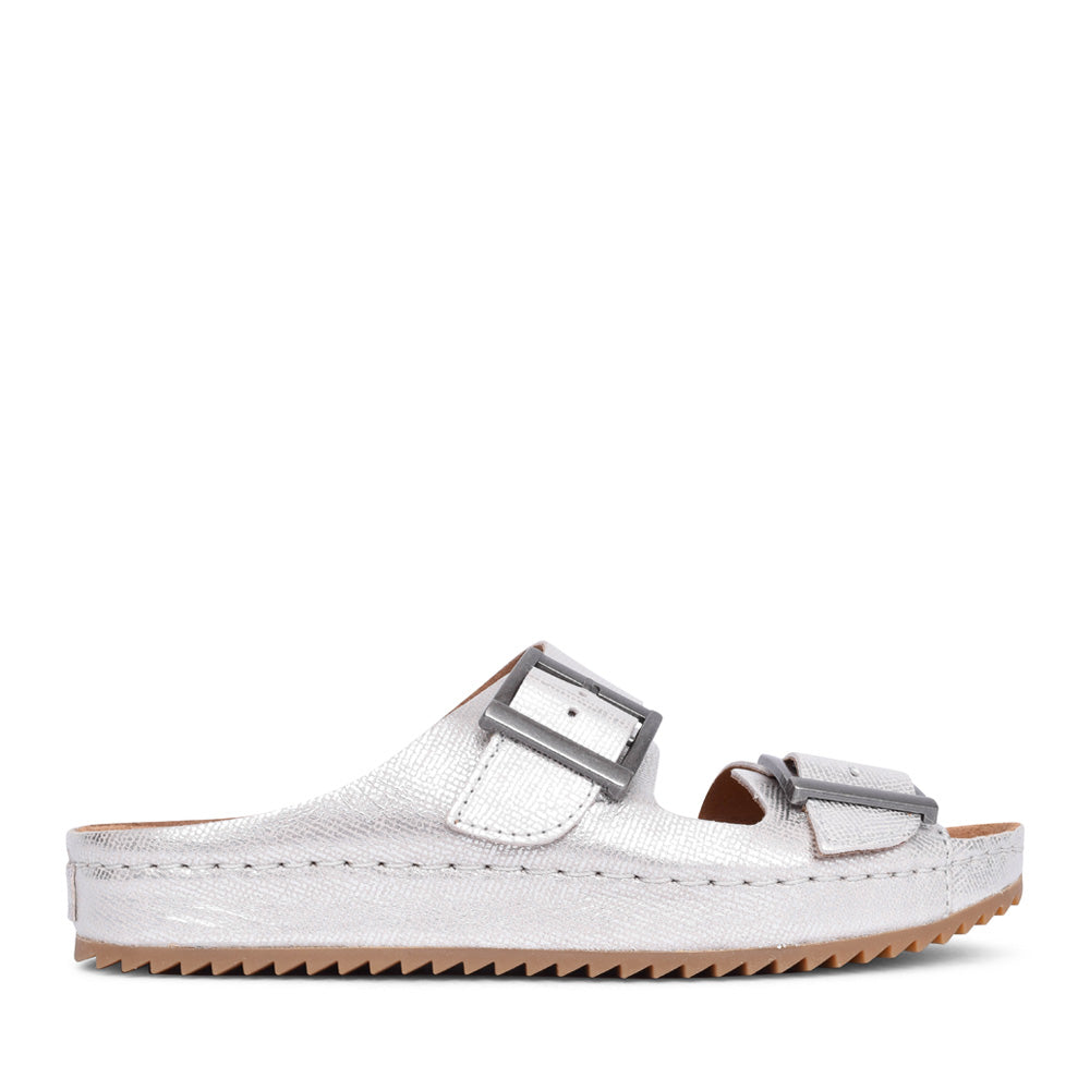 Ladies Brookleigh Sun Leather D-fit Mule In Silver