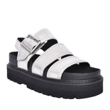 Ladies Orianna Over Leather D-fit Platform Sandal In Silver