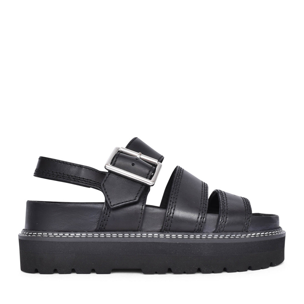 Ladies Orianna Over Leather D-fit Platform Sandal In Black