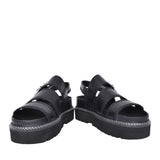 Ladies Orianna Over Leather D-fit Platform Sandal In Black