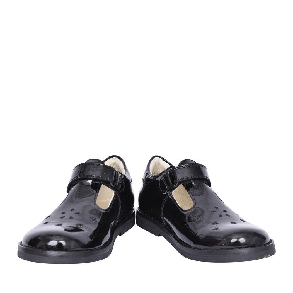 Girls Evia G3140128-1 Patent T-bar Shoe In Blk Patent