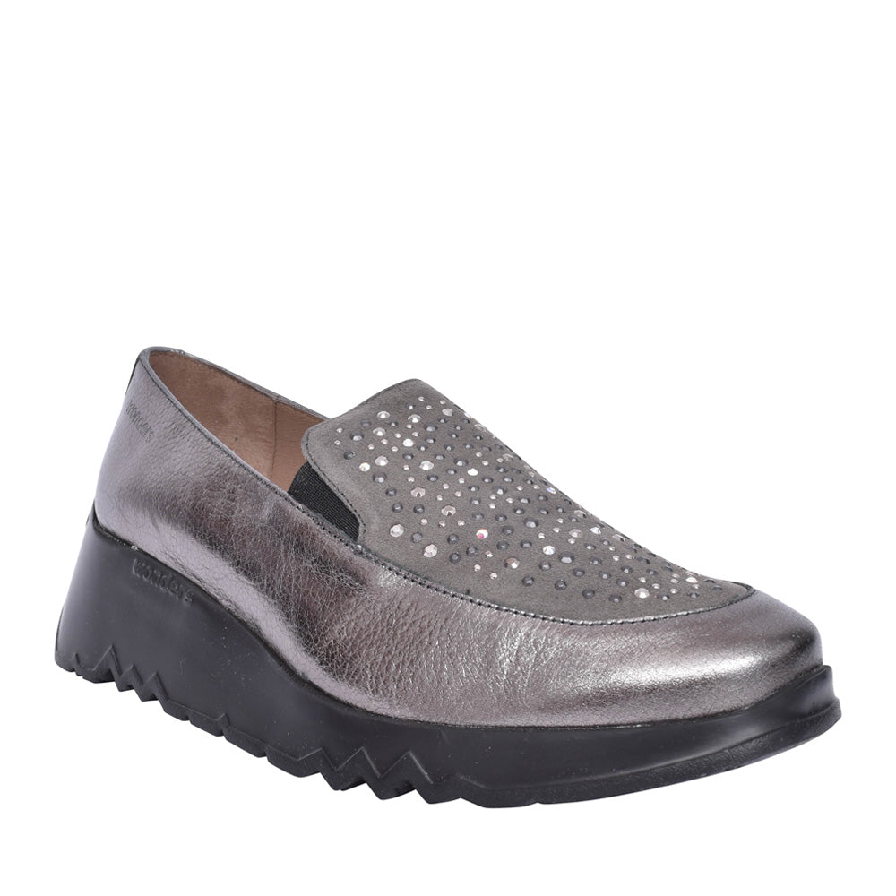 Ladies E-6733 Wedge Slip-on Shoe In Pewter