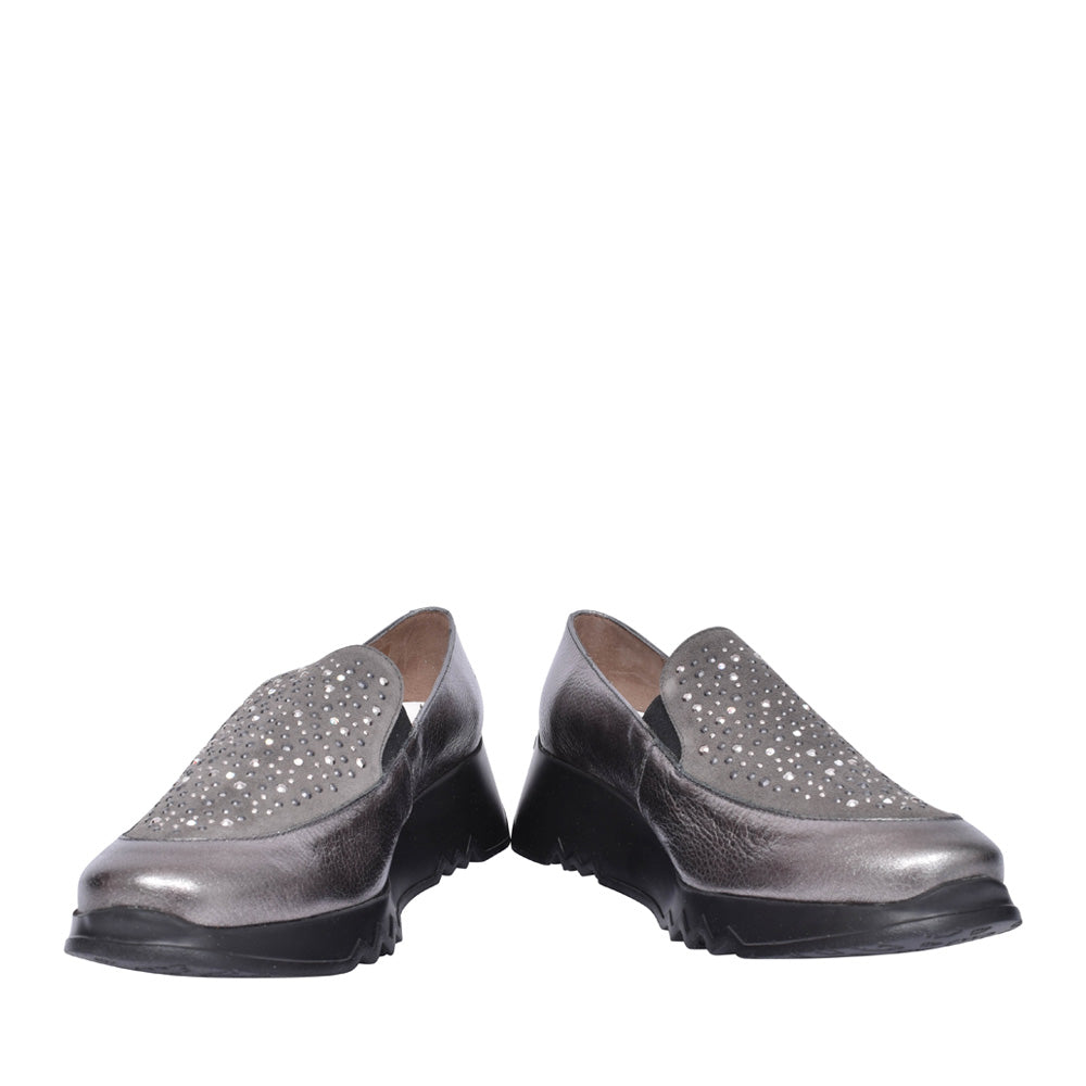 Ladies E-6733 Wedge Slip-on Shoe In Pewter