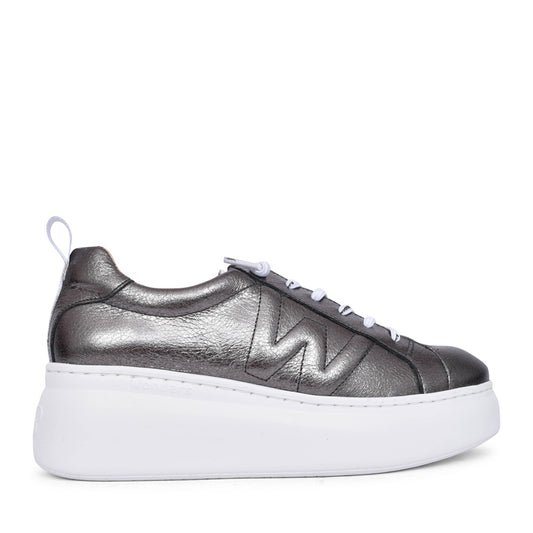Ladies A-2632 Wedge Laced Shoe In Pewter