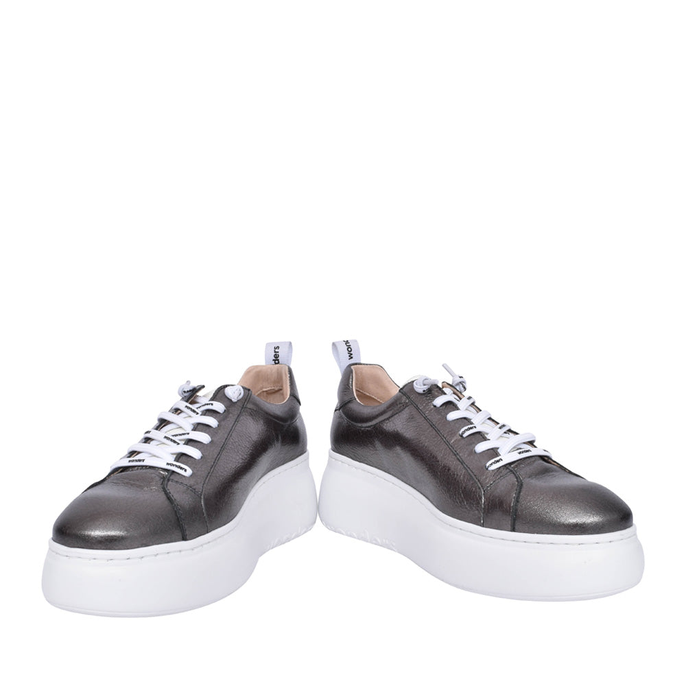 Ladies A-2632 Wedge Laced Shoe In Pewter