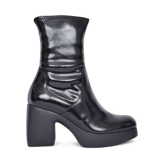 Ladies H-4942 Block Heel Calf Boot In Black