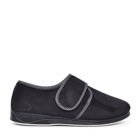 Mens Albert 408s 02 Wide Fit Checked Slipper In Black