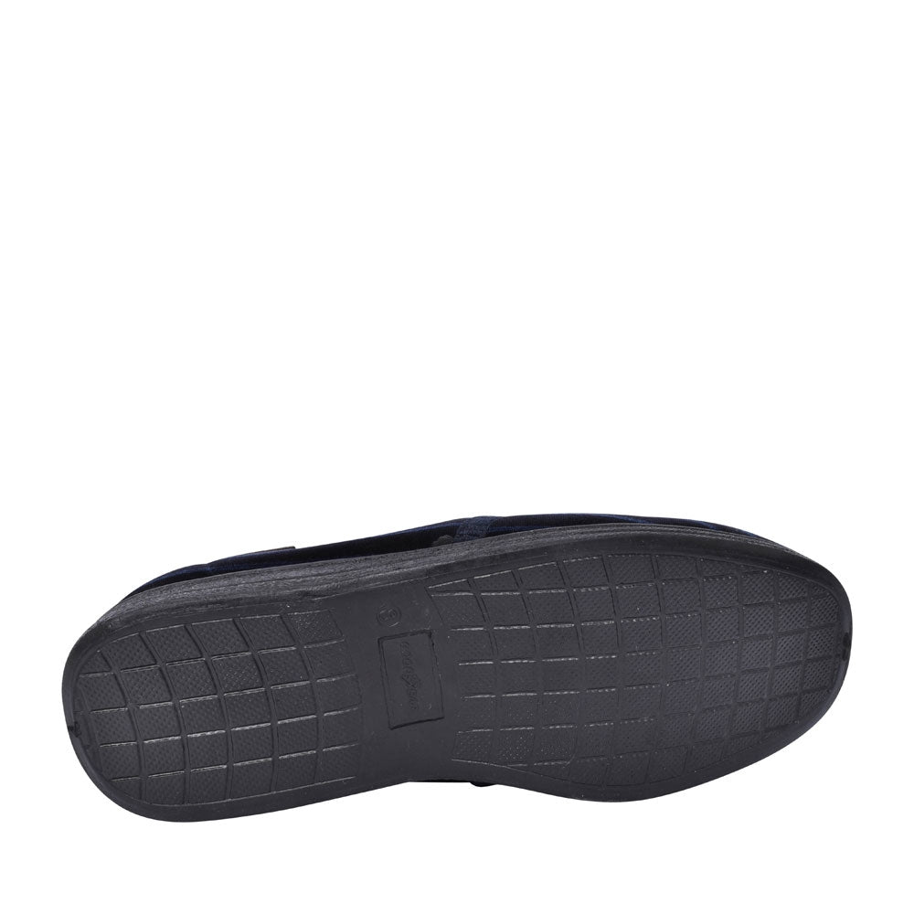 Mens Albert 408s 02 Wide Fit Checked Slipper In Navy