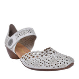 Ladies 43753 Low Heel Velcro Shoe In Silver