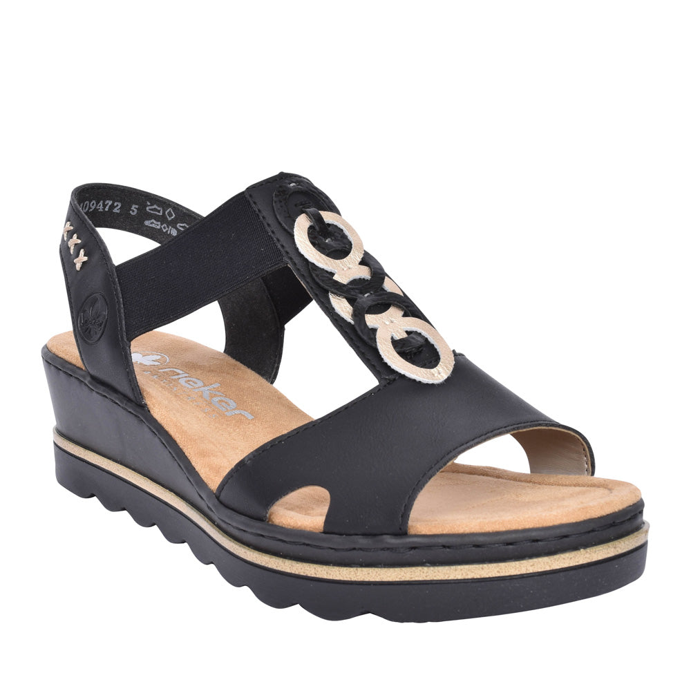 Ladies 67498 Wedge Sandal In Black