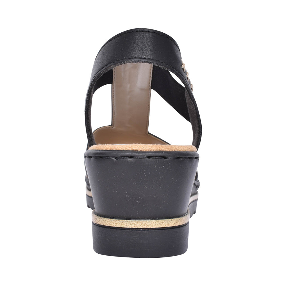 Ladies 67498 Wedge Sandal In Black