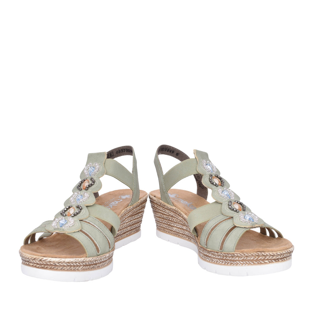 Ladies 619b2 Wedge Sandal In Green