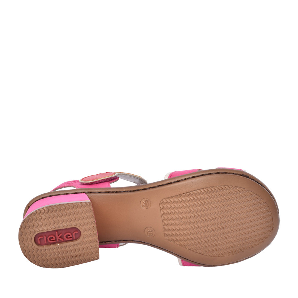 Ladies 64691 Low Heel Sandal In Fuchsia