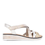 Ladies V3663 Low Heel Sandal In Gold