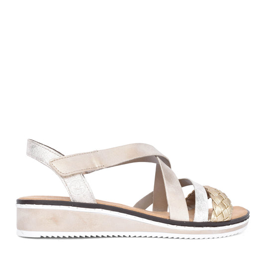 Ladies V3663 Low Heel Sandal In Gold