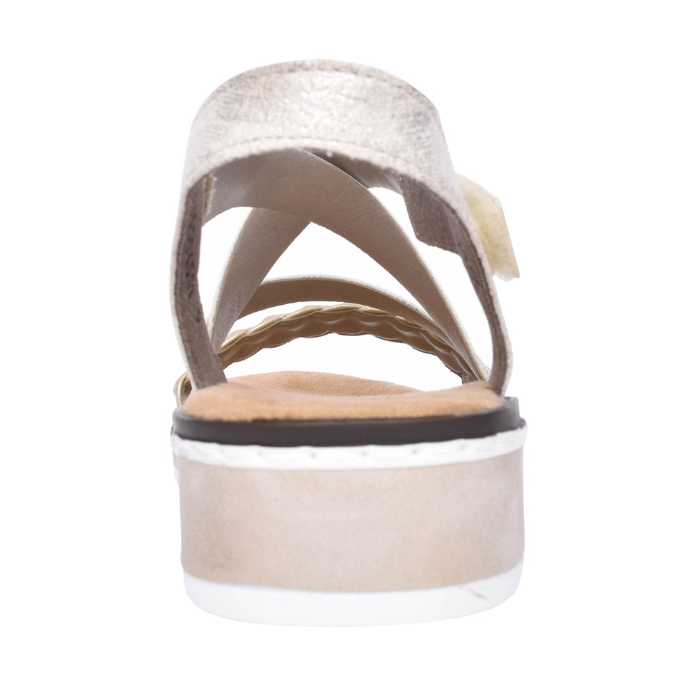 Ladies V3663 Low Heel Sandal In Gold