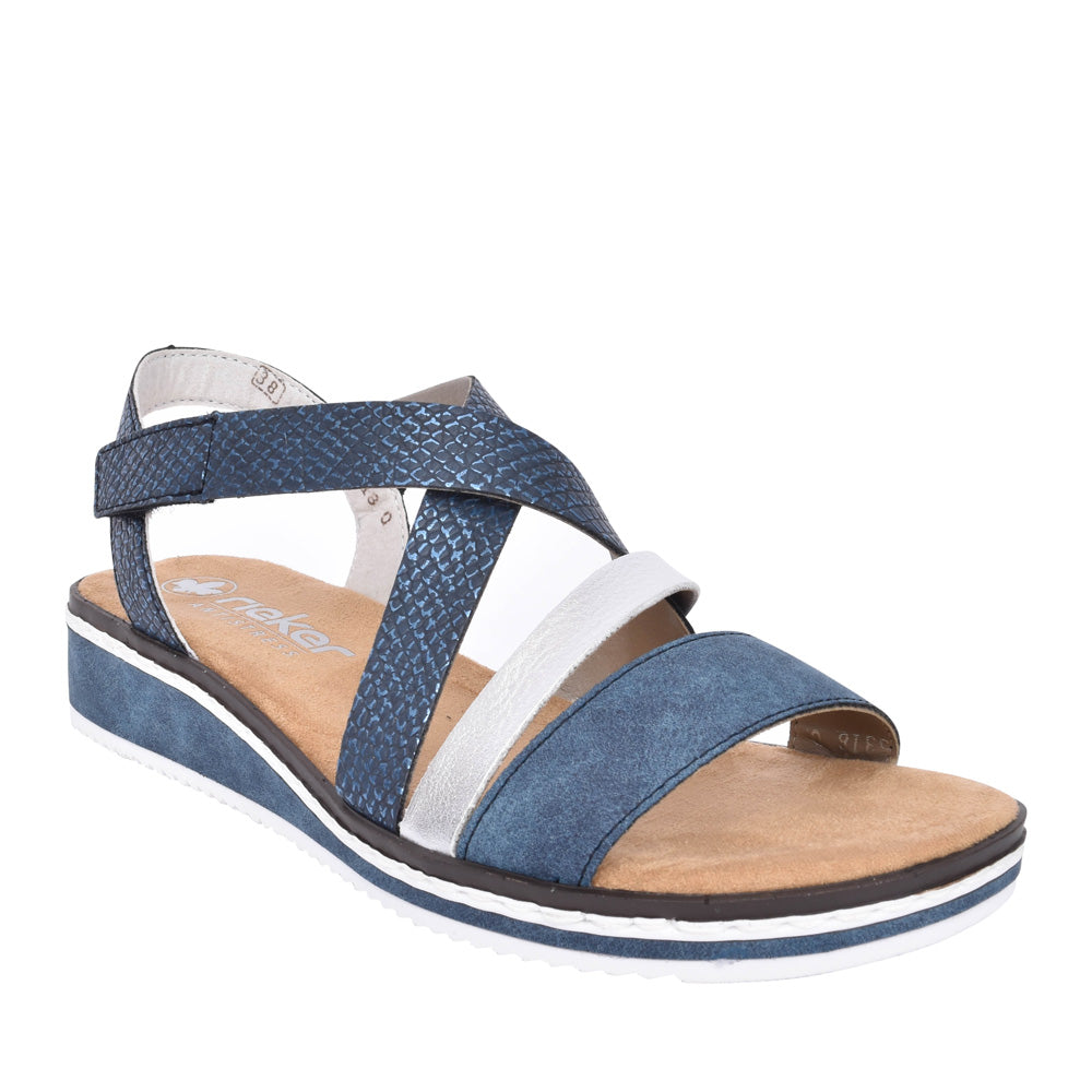 Ladies V3663 Low Heel Sandal In Blue