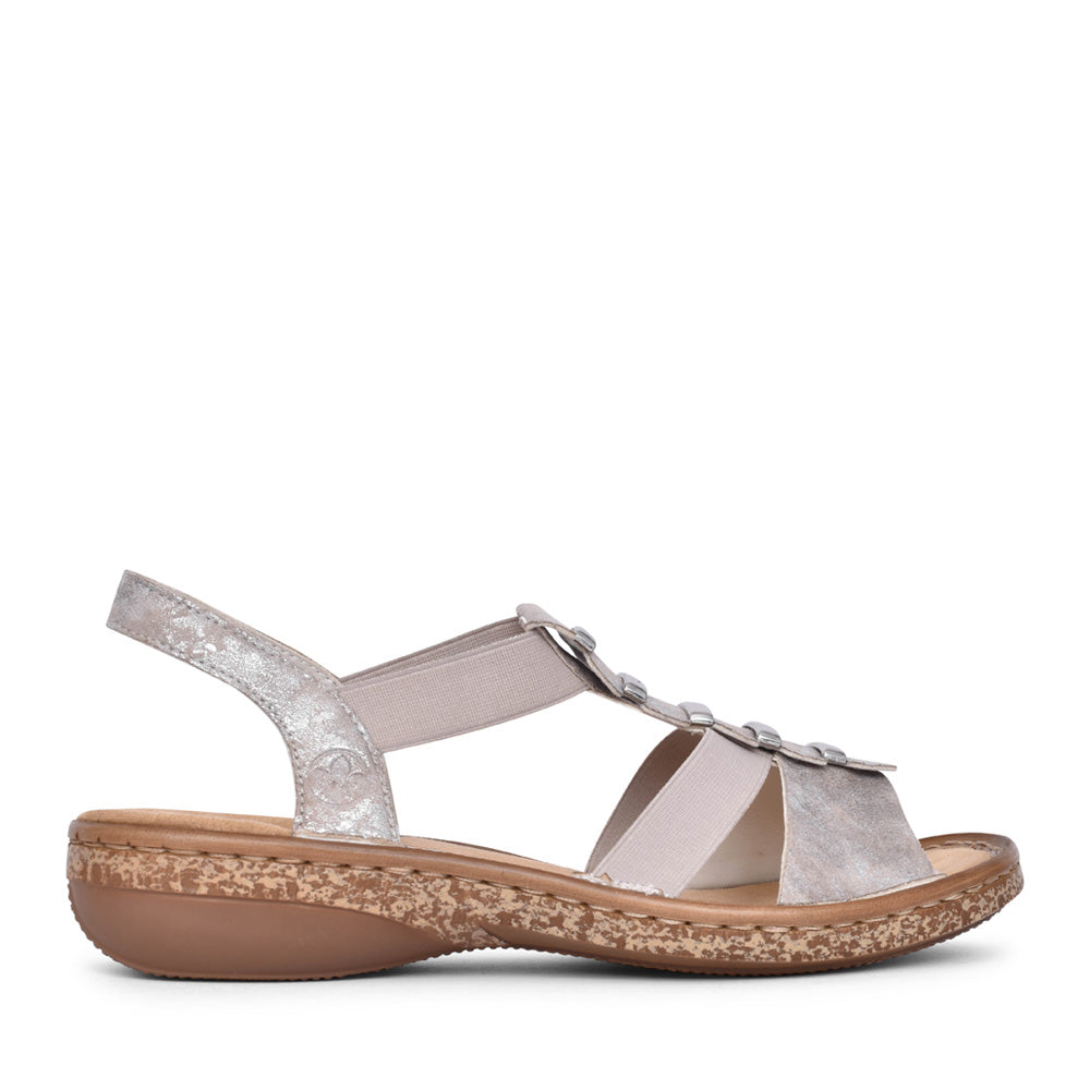 Ladies 62850 Elasticated Sandal In Metallic