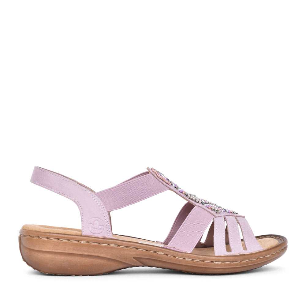 Ladies 60801 Low Heel Sandal In Lilac
