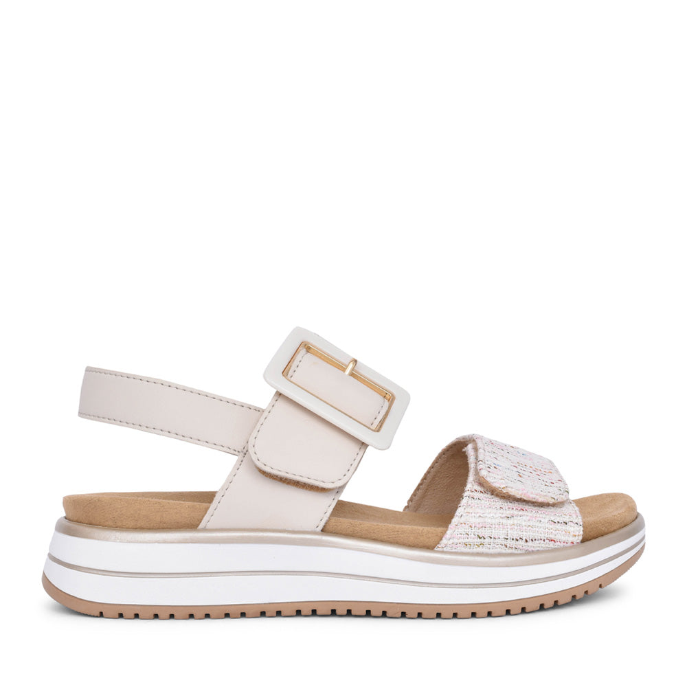 Ladies D1j53 Velcro Sandal In Beige