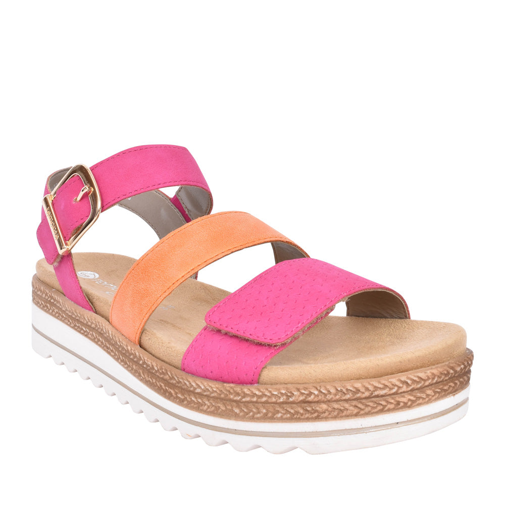 Ladies D0q55 Velcro Sandal In Pink
