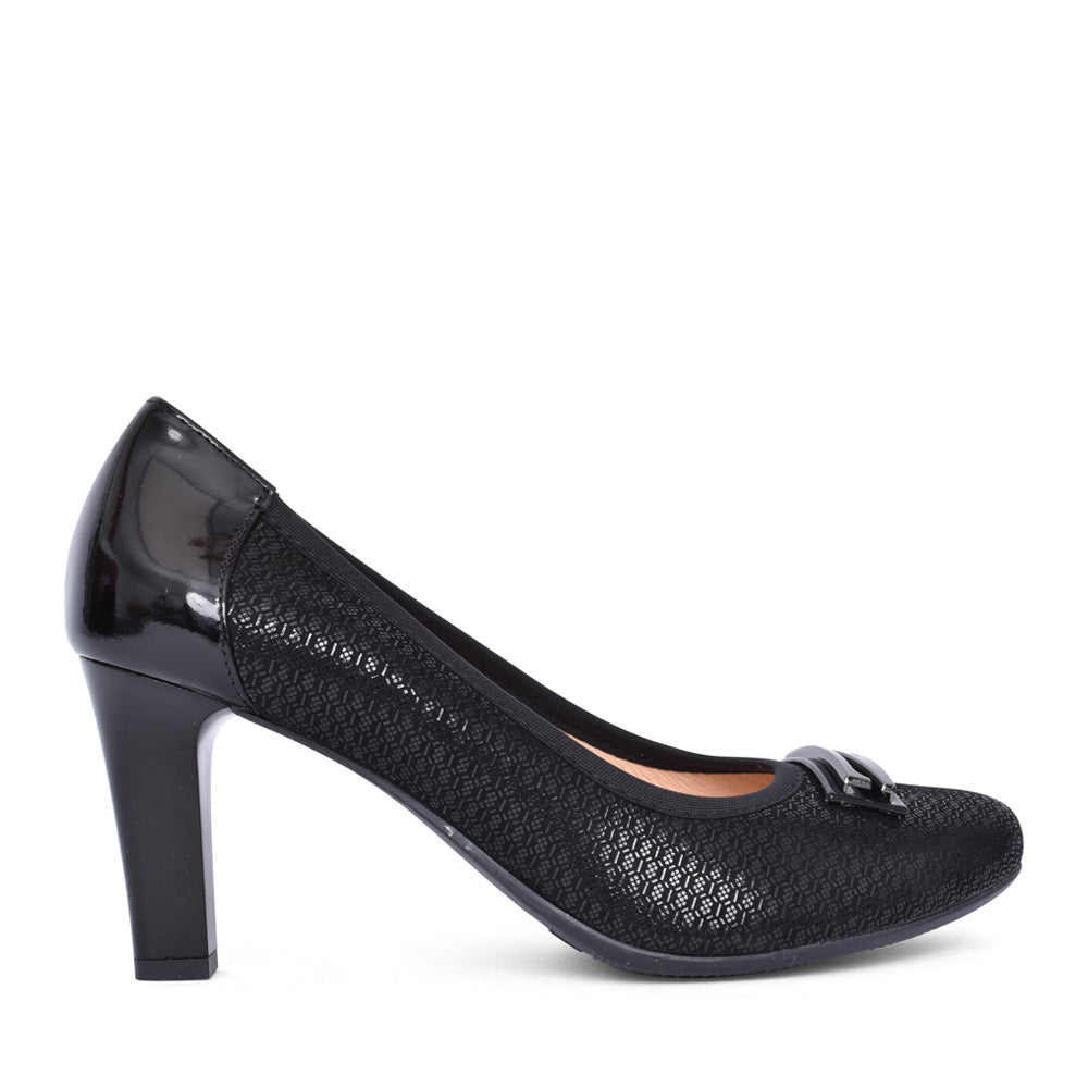 Ladies 5402 G-fit Medium Heel Court Shoe In Black