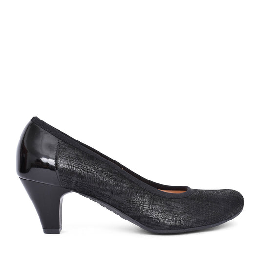 Ladies 6299 G-fit Low Heel Court Shoe In Black