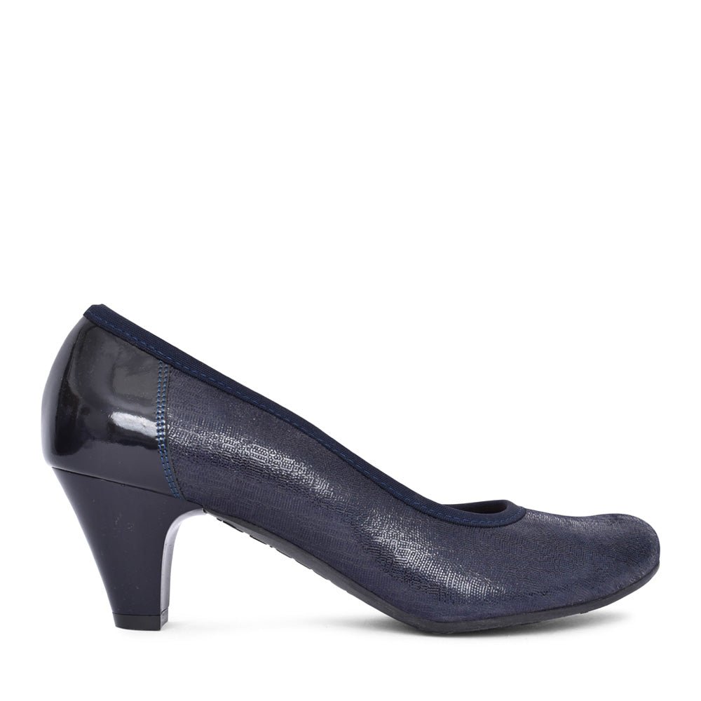Ladies 6299 G-fit Low Heel Court Shoe In Navy