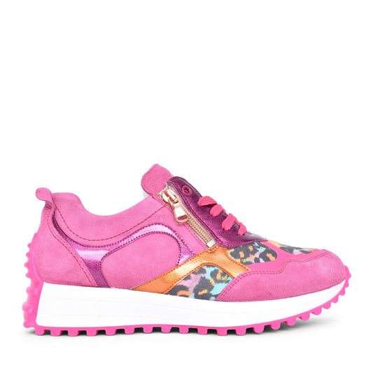 Ladies Pink-multi 797013 H-pinky Laced Trainer In Pink Multi