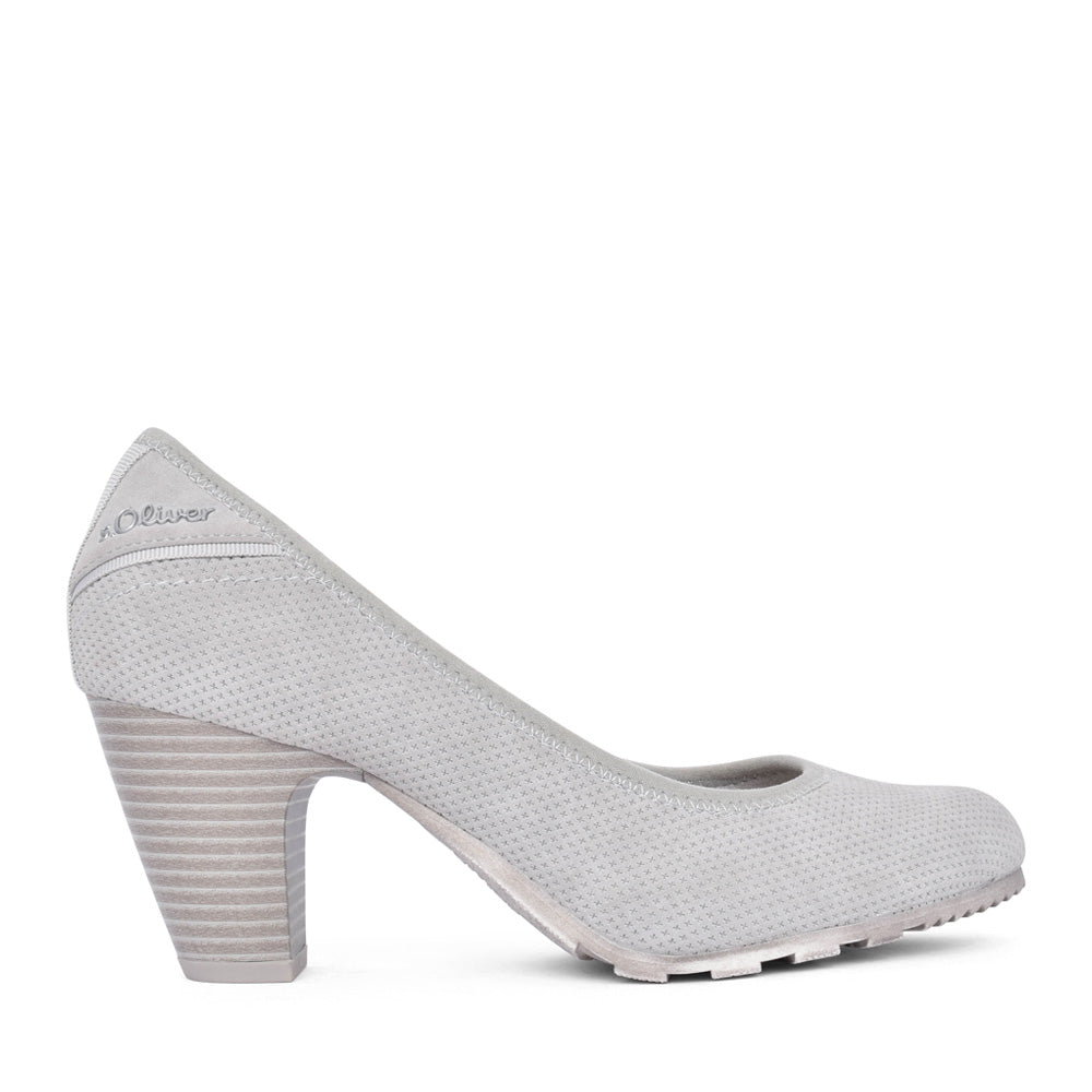 Ladies 5-22404 Medium Heel Court Shoe In Grey