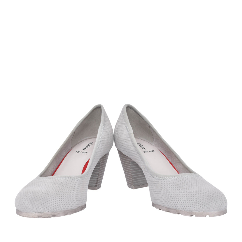 Ladies 5-22404 Medium Heel Court Shoe In Grey