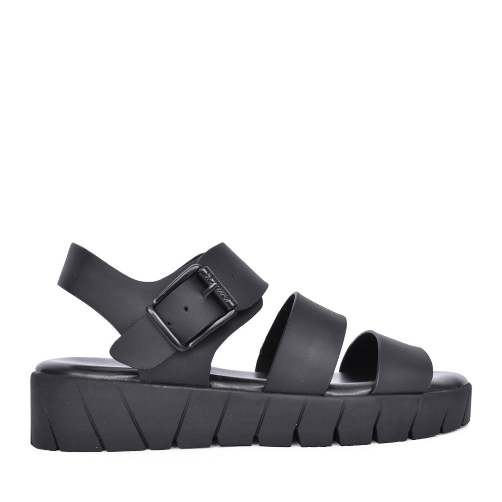 Ladies 5-28710 Low Heel Sandal In Black