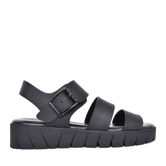 Ladies 5-28710 Low Heel Sandal In Black