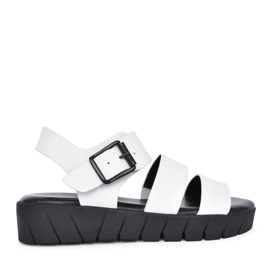 Ladies 5-28710 Low Heel Sandal In White