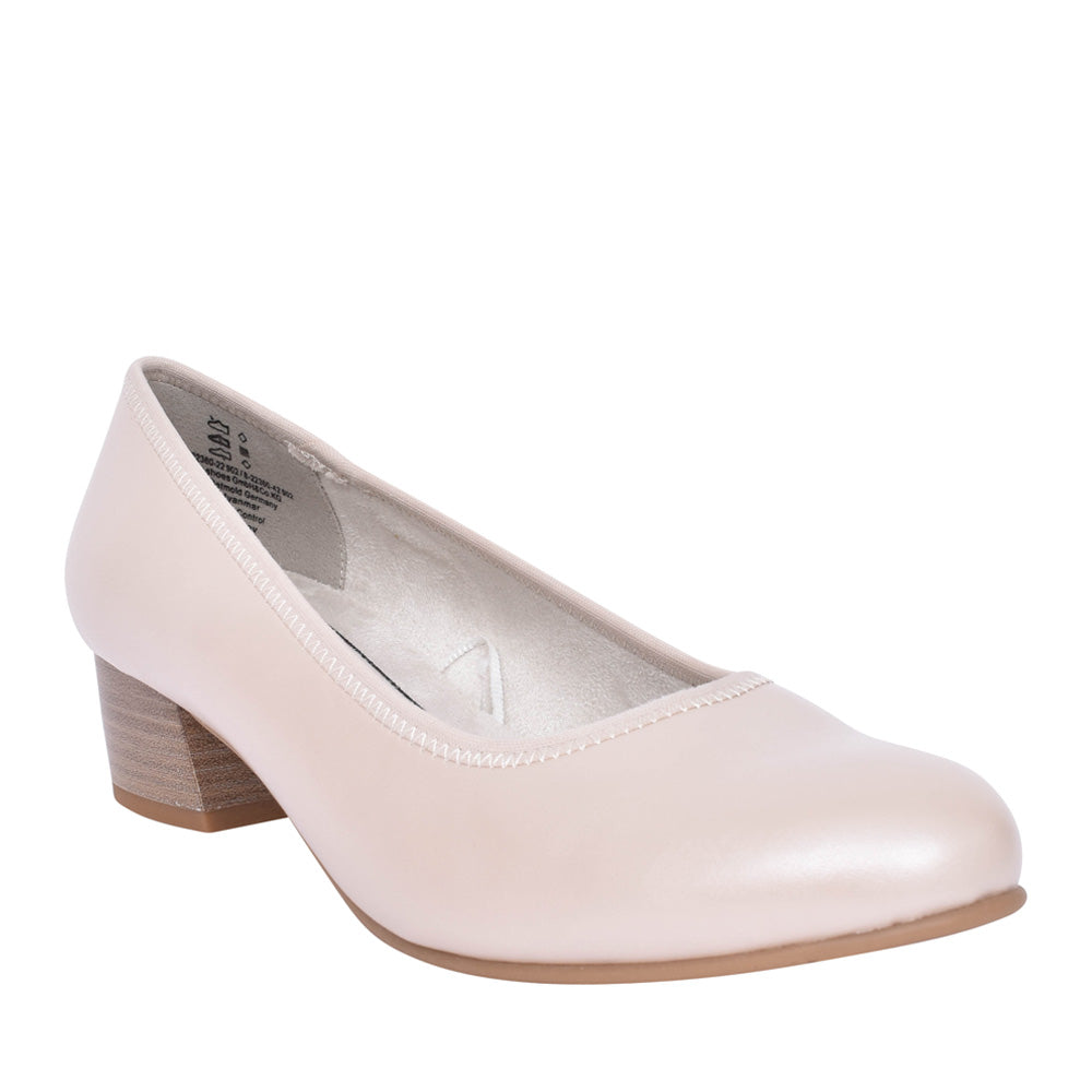 Ladies 8-22360 Low Heel Court Shoe In Pearl