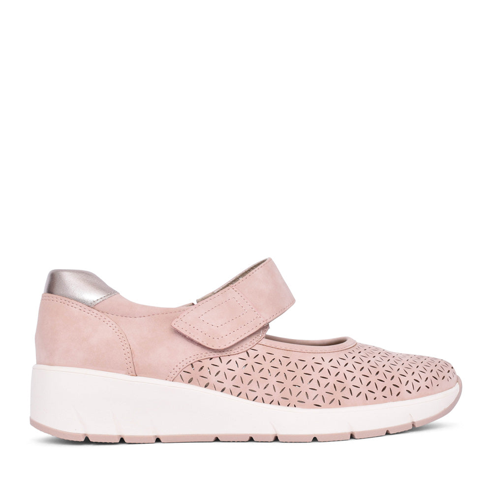 Ladies 8-24664 Velcro Shoe In Rose