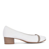 Ladies 8-22367 Low Heel Court Shoe In White