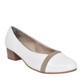 Ladies 8-22367 Low Heel Court Shoe In White