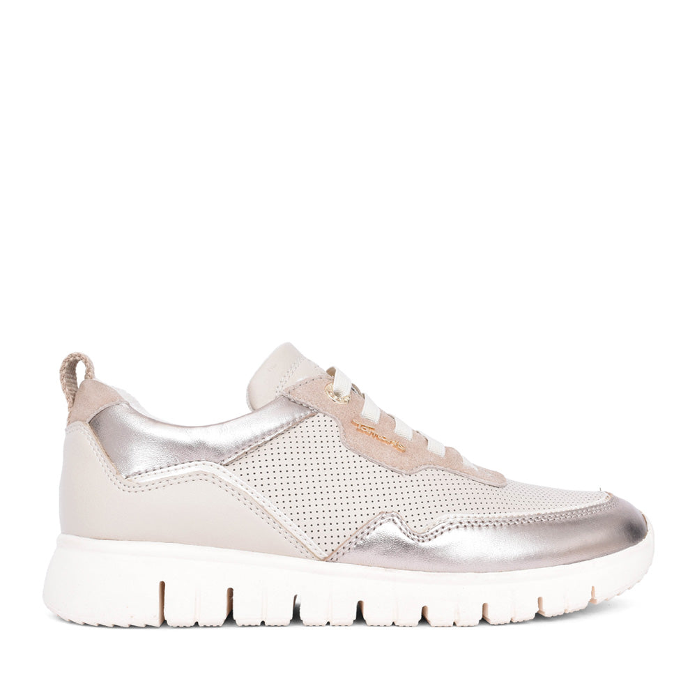 Ladies 8-83706 Laced Trainer In Gold Int