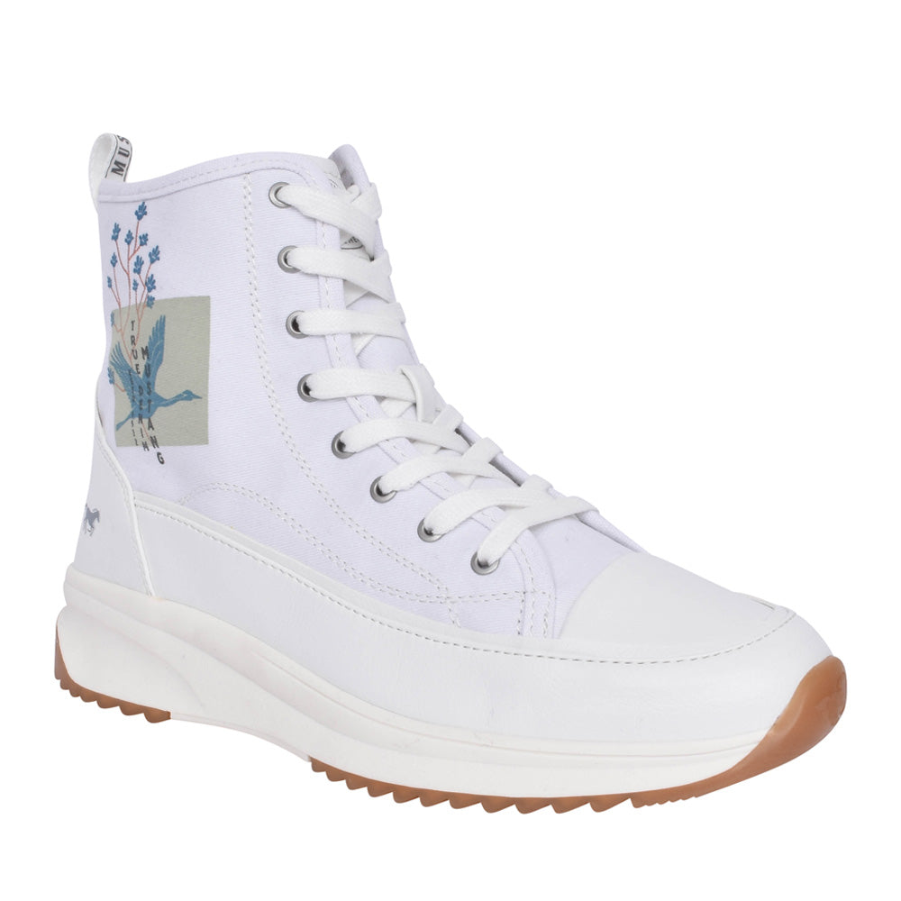 Ladies 1458501 Laced Ankle Boot In White