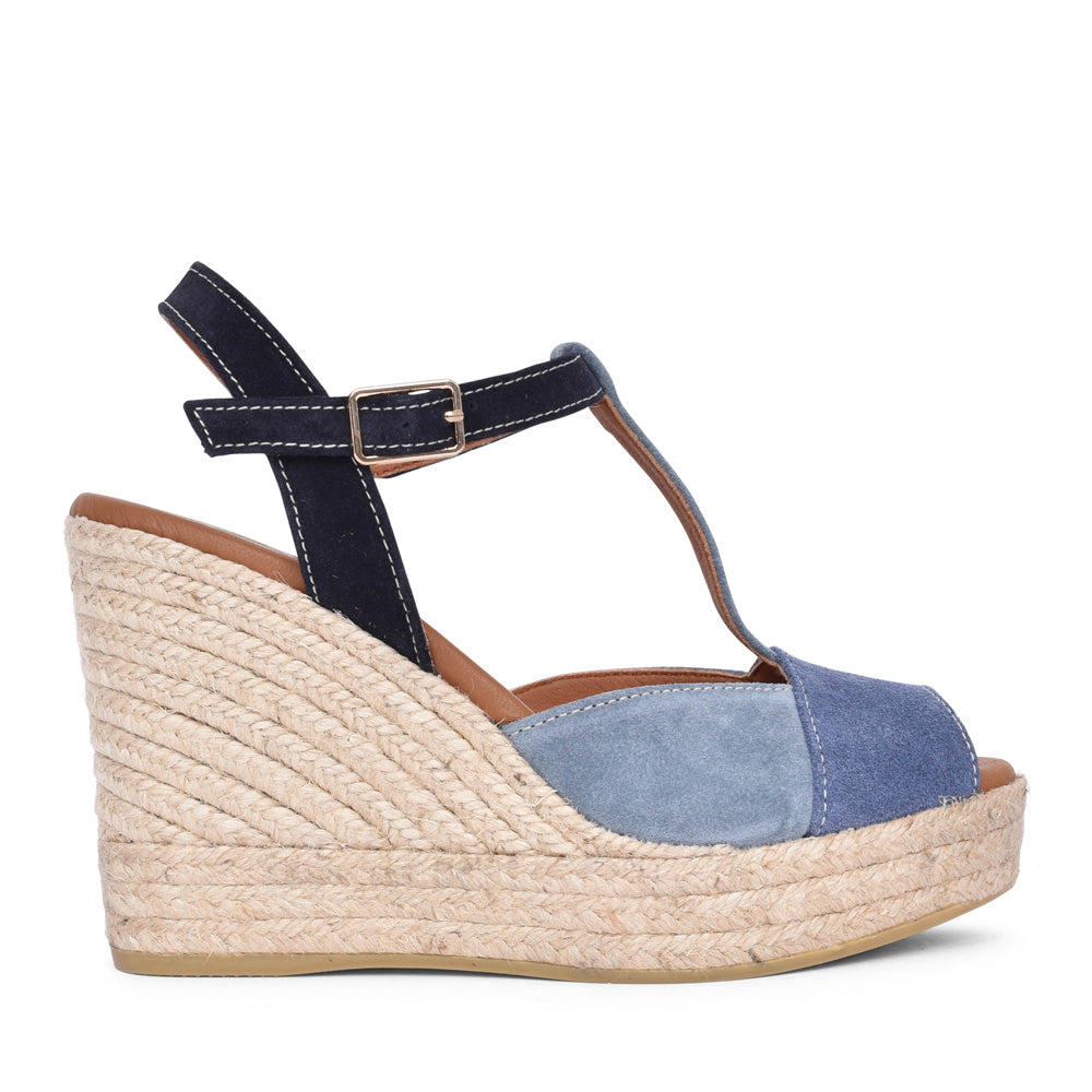 Ladies 2150 India Wedge Sandal In Blue-multi