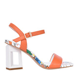 Ladies D40514 Medium Heel Sandal In Orange
