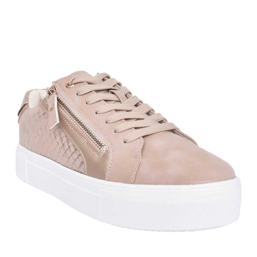 Ladies Nixie Dlw036 Laced Trainer In Beige