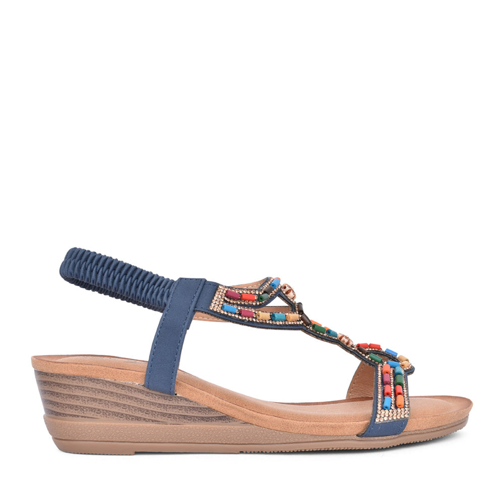 Ladies Epsom Jlh478 Wedge Sandal In Navy