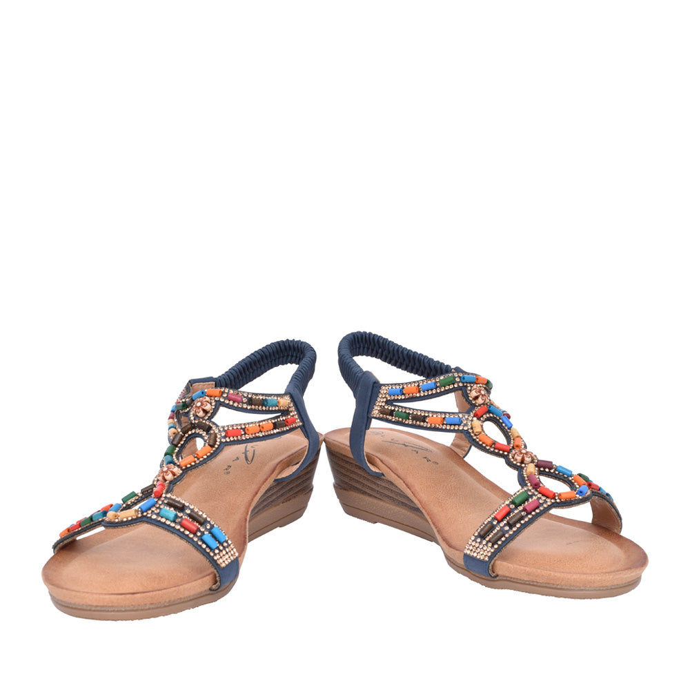 Ladies Epsom Jlh478 Wedge Sandal In Navy